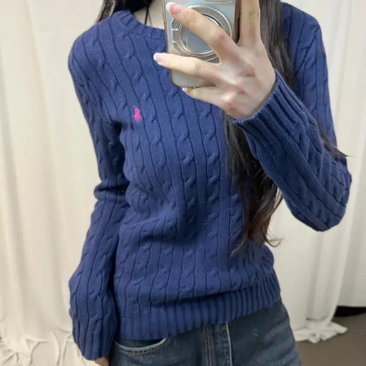 [BUNJANG] Polo Ralph Lauren Cable Knit Sweater / 폴로 네이비 케이블 니트