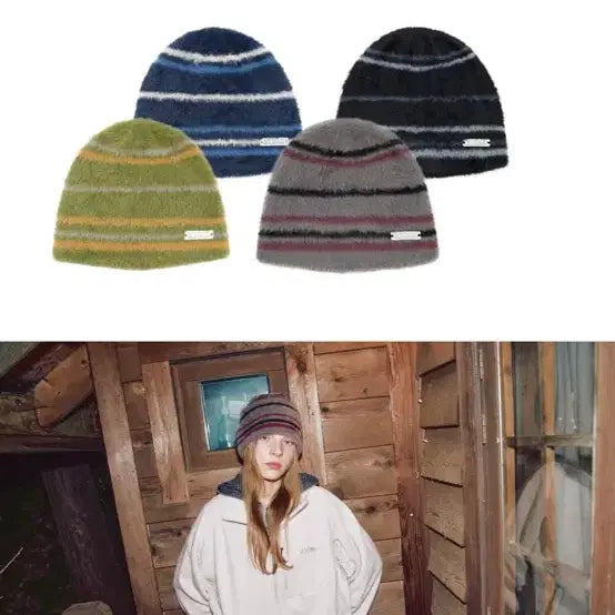 [BUNJANG] XTONZ XTA095 Stripe Soft Hair Ribbed Beanie / 엑스톤즈 XTA095 스트라이프 소프트헤어리비니 GRAY 현재품절