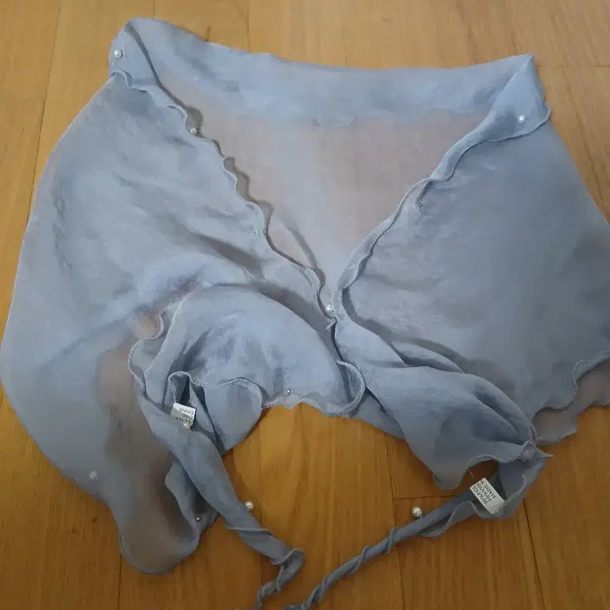 [BUNJANG] See-through Color Block Scarf / 시스루 배색 스카프 블랙/아이보리