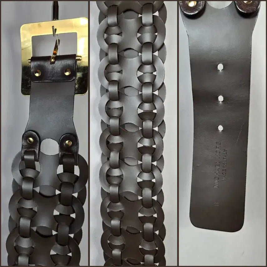 [BUNJANG] Michael Kors Wide Leather Belt Brown / 마이클코어스 와이드 가죽 벨트 브라운