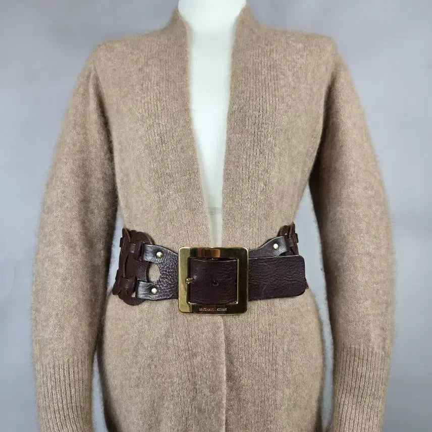[BUNJANG] Michael Kors Wide Leather Belt Brown / 마이클코어스 와이드 가죽 벨트 브라운