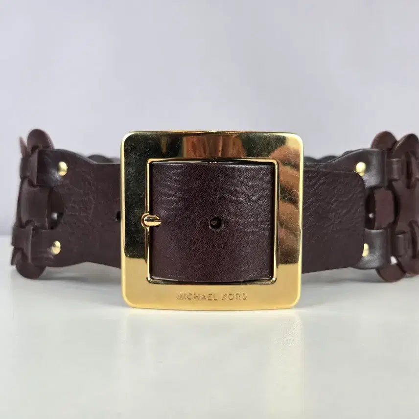 [BUNJANG] Michael Kors Wide Leather Belt Brown / 마이클코어스 와이드 가죽 벨트 브라운