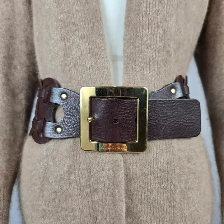 [BUNJANG] Michael Kors Wide Leather Belt Brown / 마이클코어스 와이드 가죽 벨트 브라운