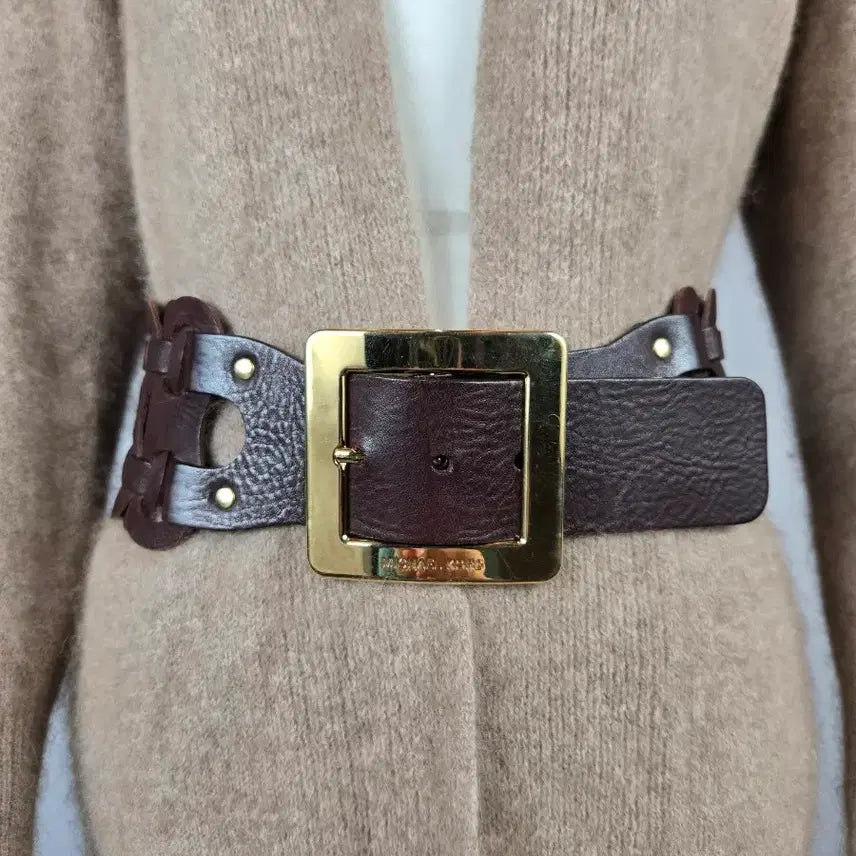 [BUNJANG] Michael Kors Wide Leather Belt Brown / 마이클코어스 와이드 가죽 벨트 브라운