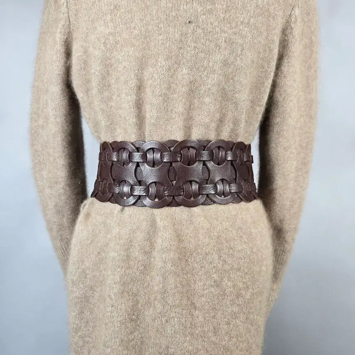 [BUNJANG] Michael Kors Wide Leather Belt Brown / 마이클코어스 와이드 가죽 벨트 브라운
