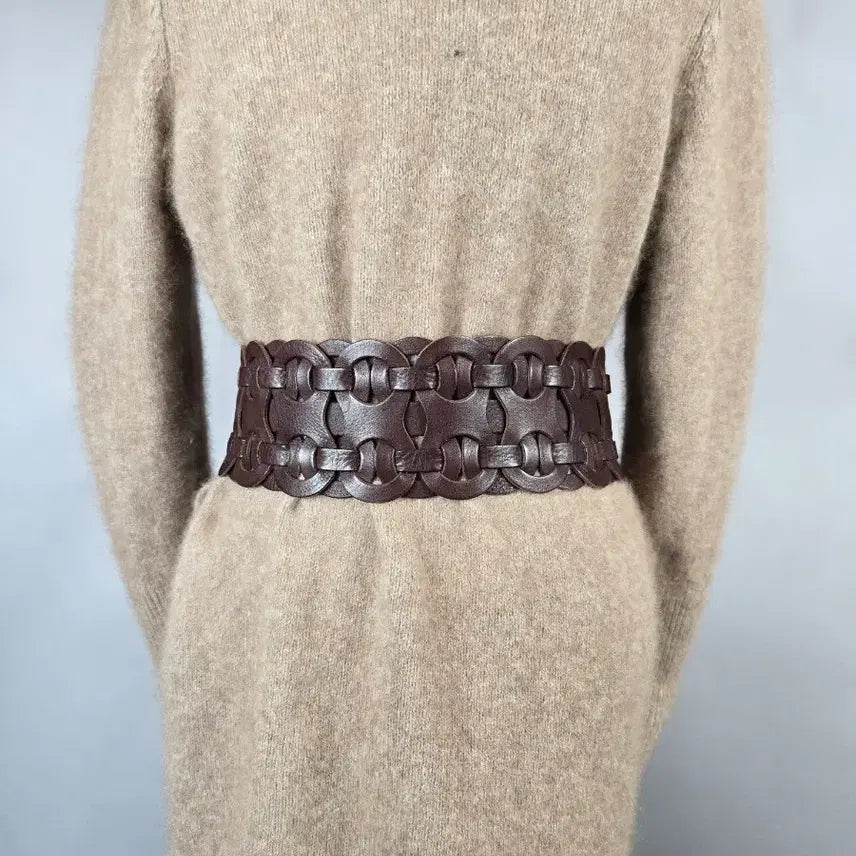 [BUNJANG] Michael Kors Wide Leather Belt Brown / 마이클코어스 와이드 가죽 벨트 브라운