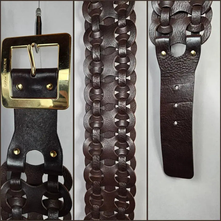 [BUNJANG] Michael Kors Wide Leather Belt Brown / 마이클코어스 와이드 가죽 벨트 브라운