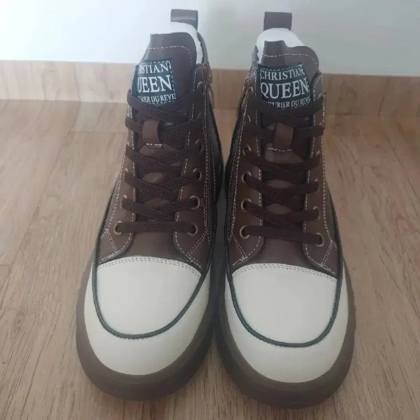 [BUNJANG] Christian Qinn Brown High-Top Sneakers (Size 235) / 크리스찬 퀸 브라운 하이탑 스니커즈235 새상품