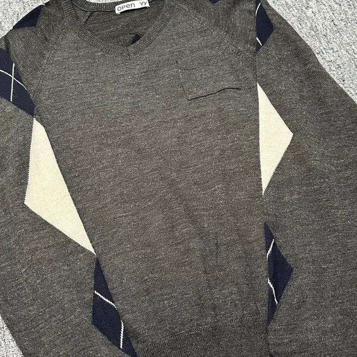 [BUNJANG] Openyy Argyle V-Neck Knit Sweater / Open yy 오픈와이와이 아가일 v넥 니트 ARGYLE V-NECK