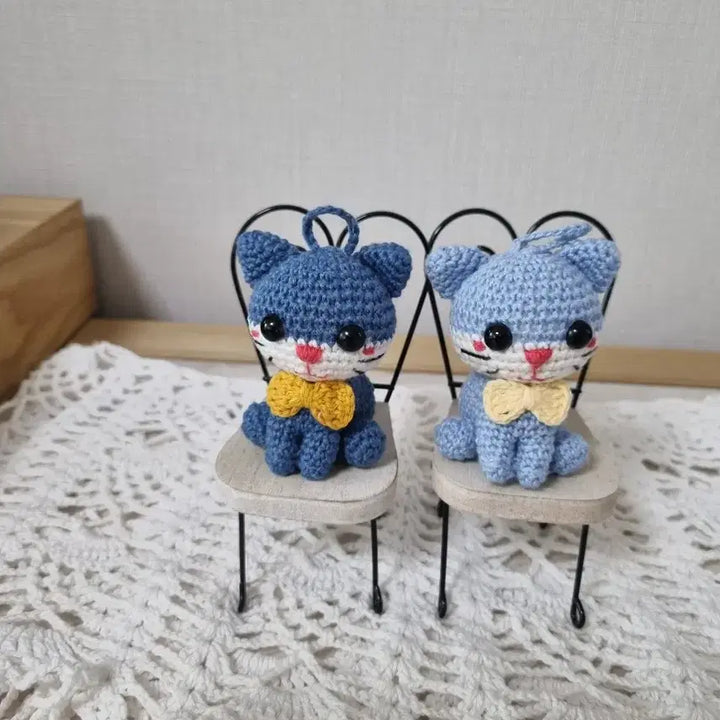 [BUNJANG] Handmade Crochet Cat Keychain Pair / 손뜨개인형 (고양이키링한쌍)