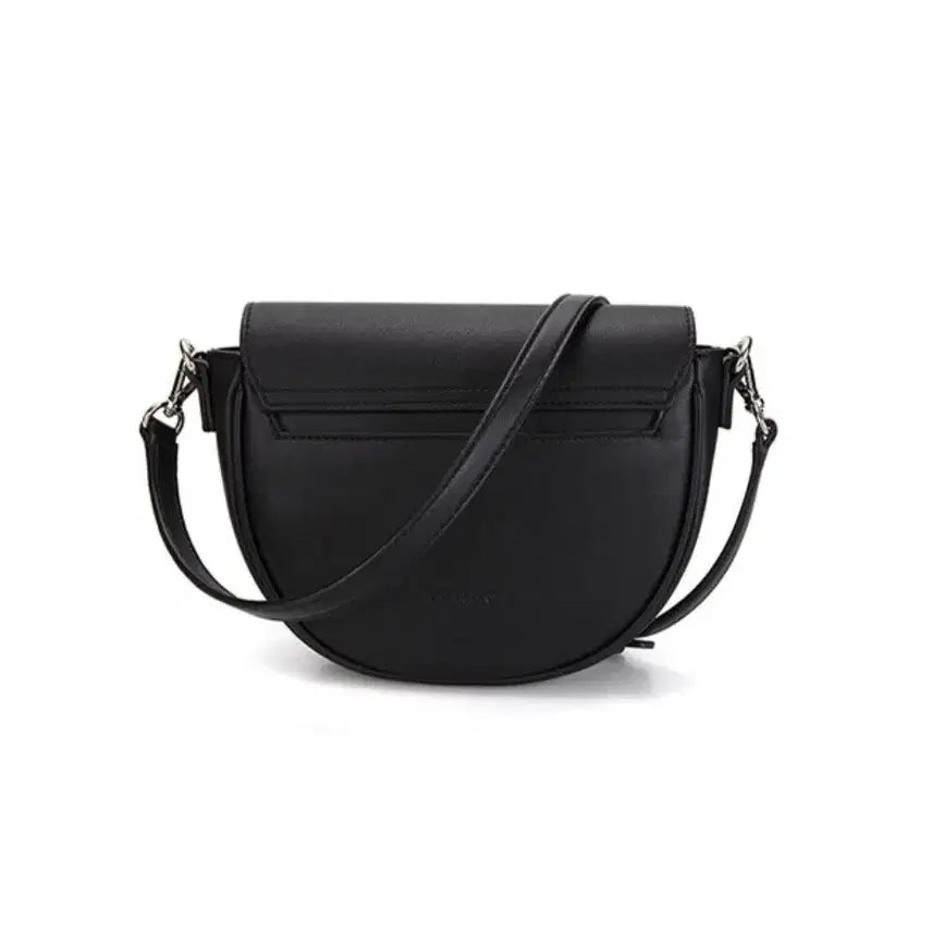 [BUNJANG] Kangol Saddle Bag Leather Crossbody Bag / (새상품)캉골 블랙 새들백 가죽크로스백.캉골하프문