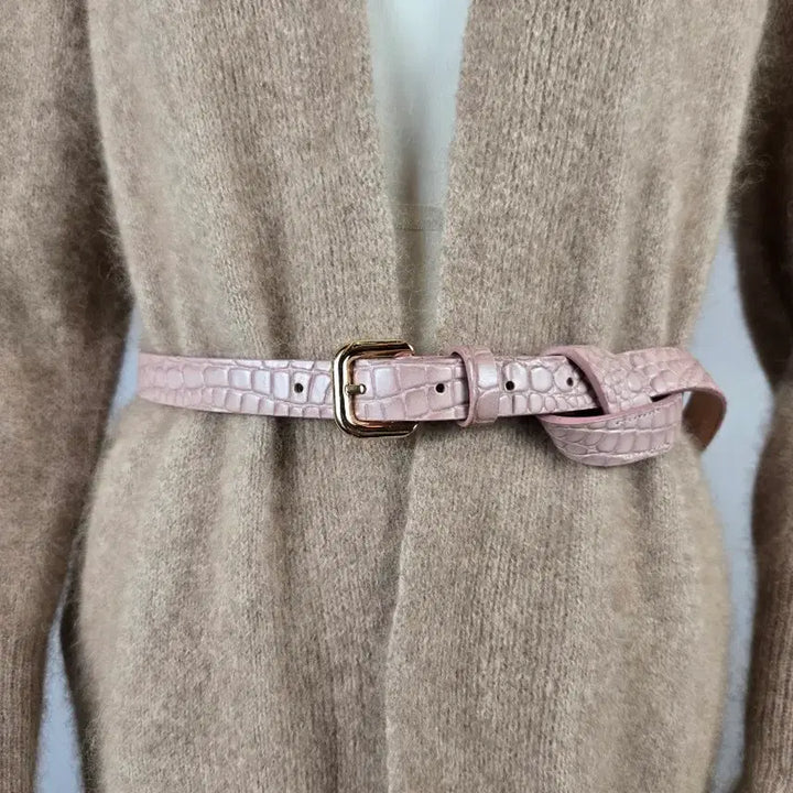 [BUNJANG] Marymond Crocodile Pattern Belt - Pink / 새상품 마리몬트 크로커 무늬 벨트 핑크