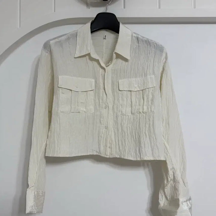 [BUNJANG] White Sheer Pocket Shirt / 화이트 시스루 포켓 셔츠