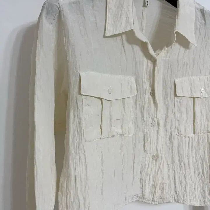 [BUNJANG] White Sheer Pocket Shirt / 화이트 시스루 포켓 셔츠