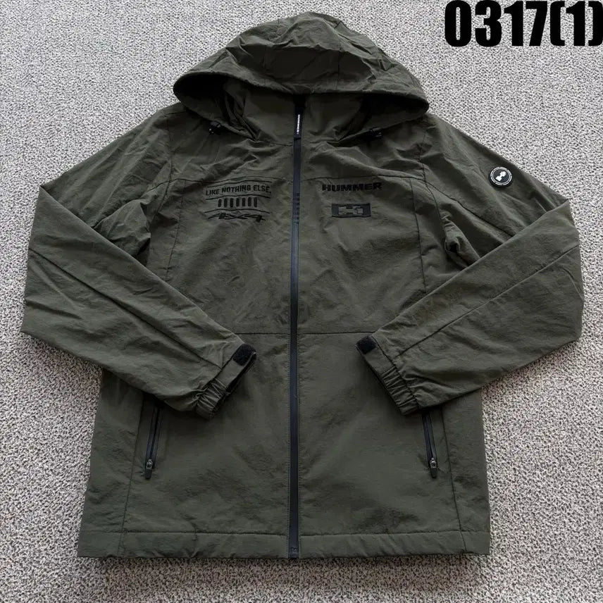 [SOLD OUT] HUMMER 후드 바람막이 자켓 카키색 M