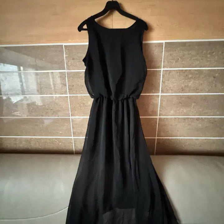 [BUNJANG] Arnoldos Bassini Black Asymmetrical Chiffon Long Dress / 아놀드 바시니 블랙 언발 쉬폰 롱 원피스