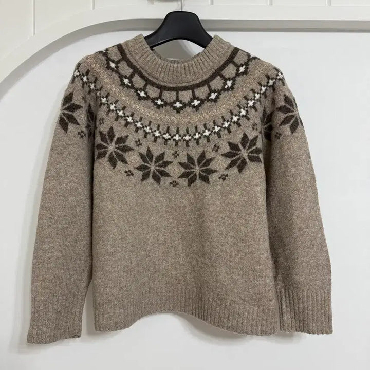 [BUNJANG] Beige Pattern Knit Sweater / 베이지 패턴 니트 스웨터