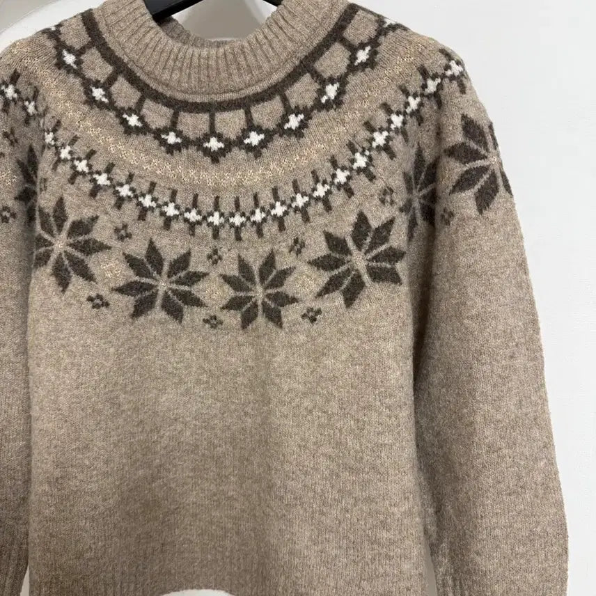 [BUNJANG] Beige Pattern Knit Sweater / 베이지 패턴 니트 스웨터