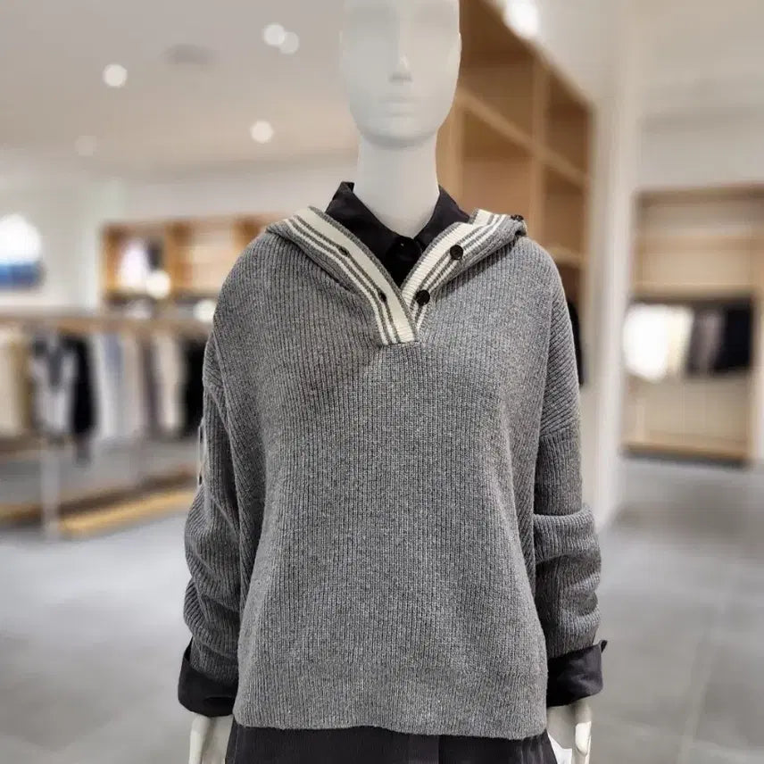 [BUNJANG] Studio Tomboy Hooded Knit Pullover Navy / 스튜디오 톰보이 후드니트 풀오버 네이비 (상태좋음)