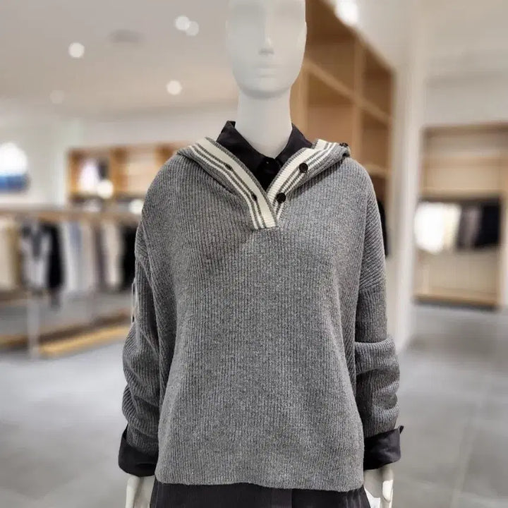 [BUNJANG] Studio Tomboy Hooded Knit Pullover Navy / 스튜디오 톰보이 후드니트 풀오버 네이비 (상태좋음)