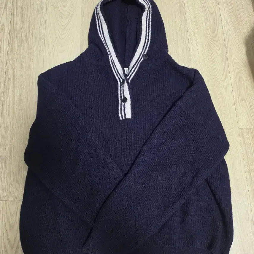 [BUNJANG] Studio Tomboy Hooded Knit Pullover Navy / 스튜디오 톰보이 후드니트 풀오버 네이비 (상태좋음)