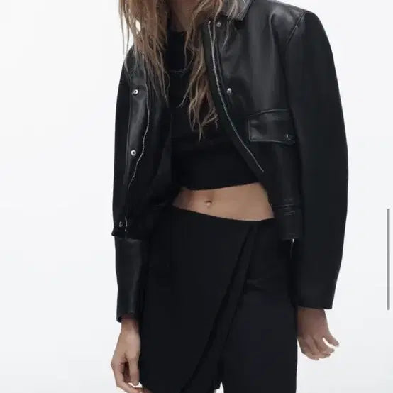 [BUNJANG] ZARA Faux Leather Jacket / 자라 페이크레더 자켓