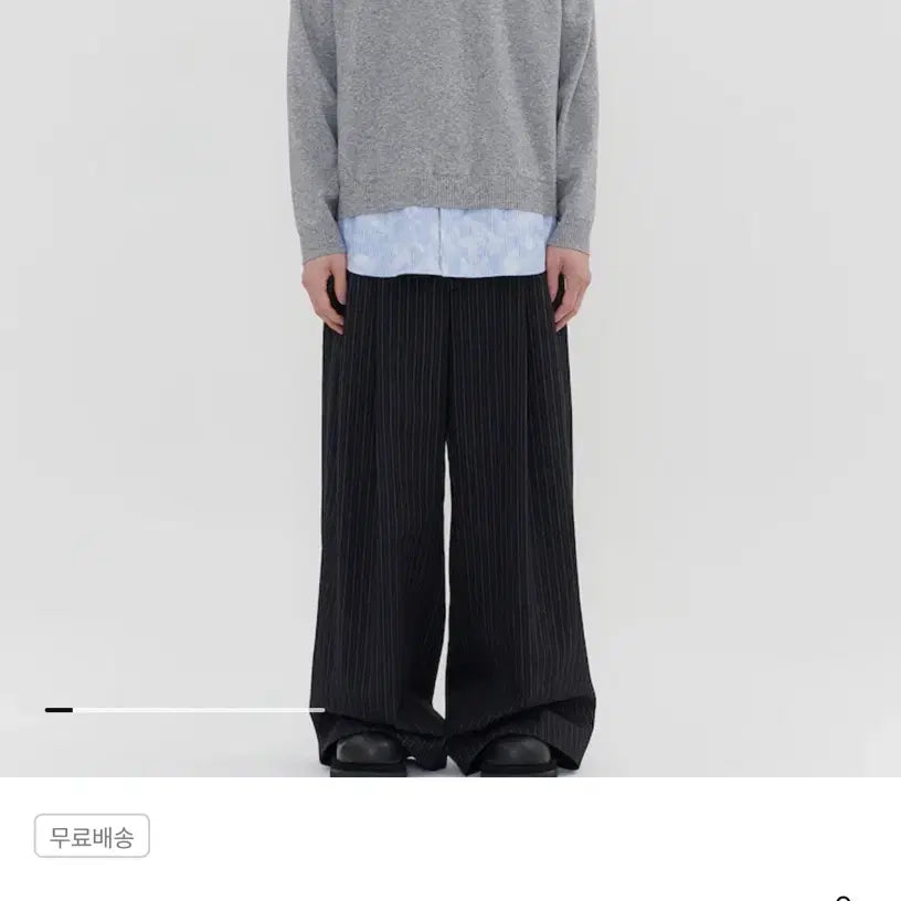 [BUNJANG] Juun.J Cloud Stripe V-neck Knit Top / 준지 클라우드 스트라이프 배색 브이넥 (라이트그레이 L)
