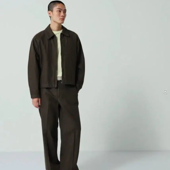 [BUNJANG] GU Twill Wide Straight Pants (Brown, Size S) / GU 트윌 와이드 스트레이트 팬츠 (브라운 s사이즈)