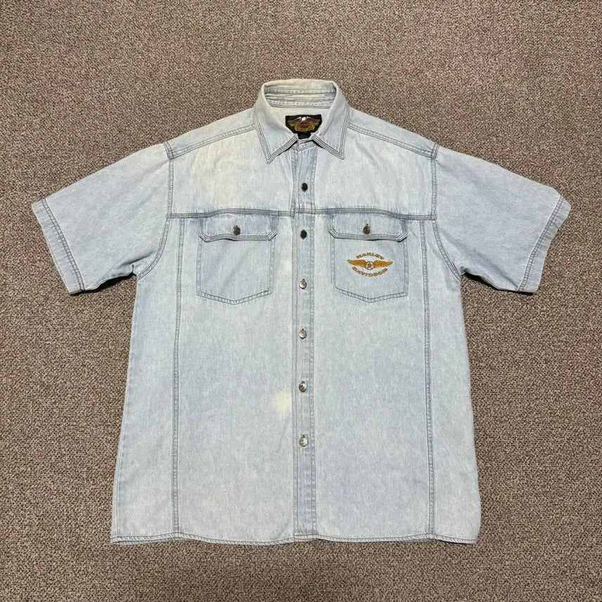 [BUNJANG] Harley-Davidson Denim Short Sleeve Shirt / L 할리데이비슨 데님 반팔 셔츠