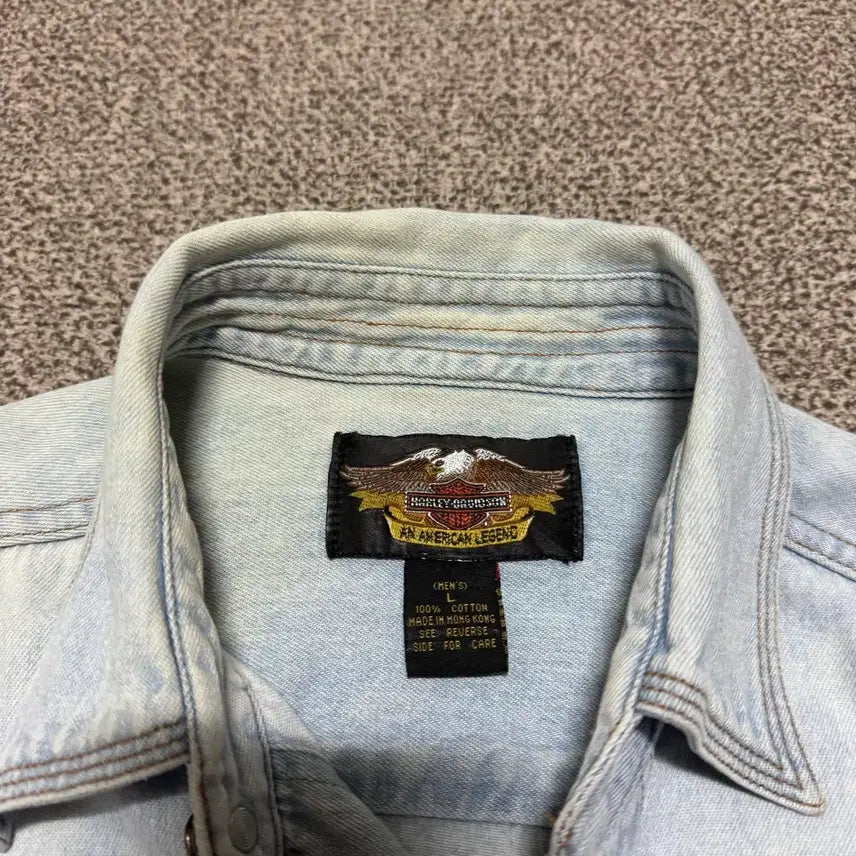 [BUNJANG] Harley-Davidson Denim Short Sleeve Shirt / L 할리데이비슨 데님 반팔 셔츠