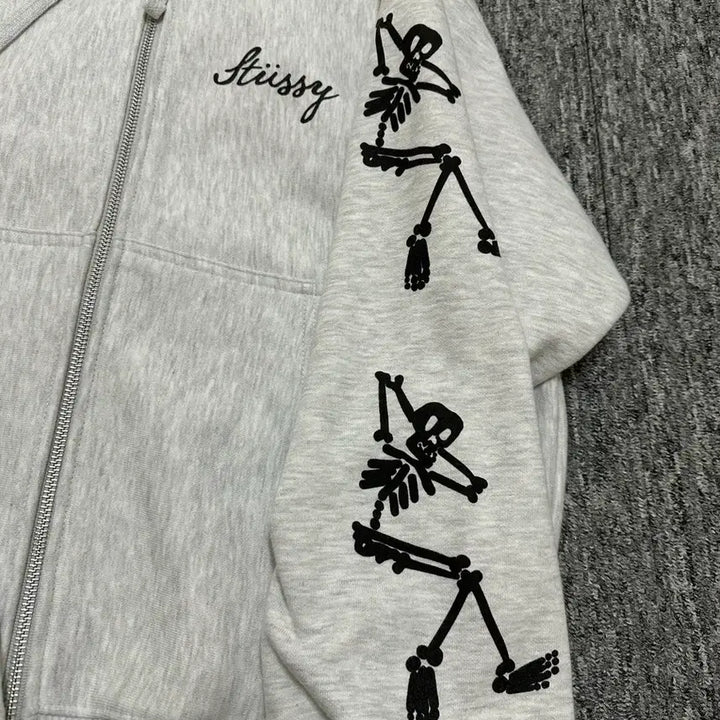 [BUNJANG] Stussy Ash Heather Paradise Skull Zip-Up Hoodie / 스투시 stussy 후드집업 애쉬 헤더 파라다이스 해골