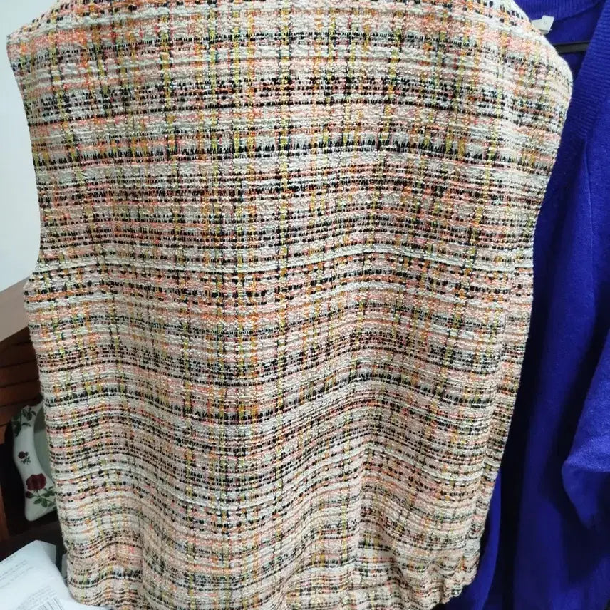 [BUNJANG] Cacharel Spring Orange Tweed Vest / 까사렐 봄빛 오렌지 컬러.55 트위드 베스트