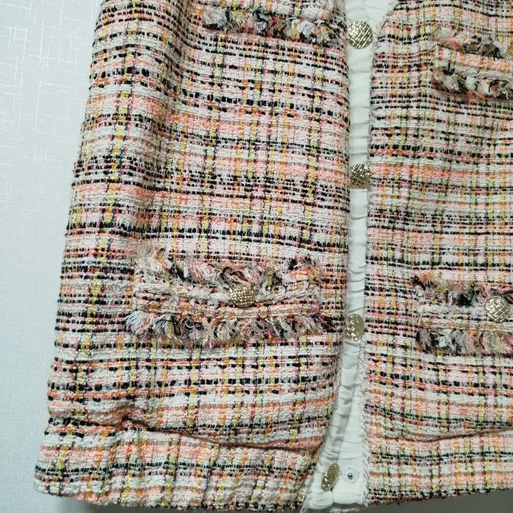 [BUNJANG] Cacharel Spring Orange Tweed Vest / 까사렐 봄빛 오렌지 컬러.55 트위드 베스트