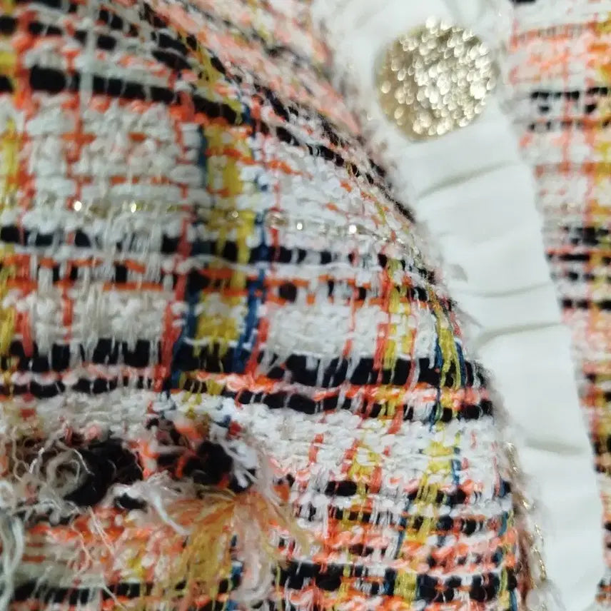 [BUNJANG] Cacharel Spring Orange Tweed Vest / 까사렐 봄빛 오렌지 컬러.55 트위드 베스트
