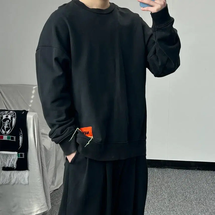 [BUNJANG] Solid Homme Cotton Loose Fit Sweatshirt / 솔리드옴므 코튼 루즈핏 스웻셔츠