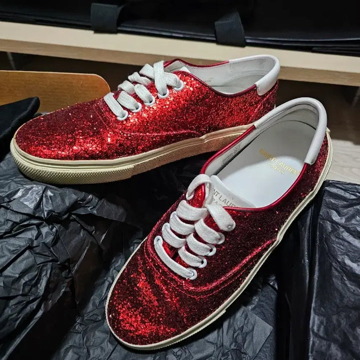 [BUNJANG] Saint Laurent Sequin Glitter Sneakers / 생로랑 스팽글 글리터 스니커즈