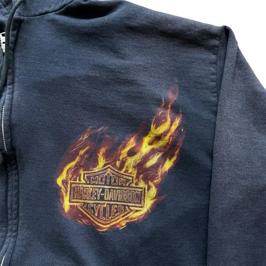 [BUNJANG] Harley Davidson Flame Eagle Hooded Zip-Up / 할리 데이비슨 플레임 이글 후드 집업