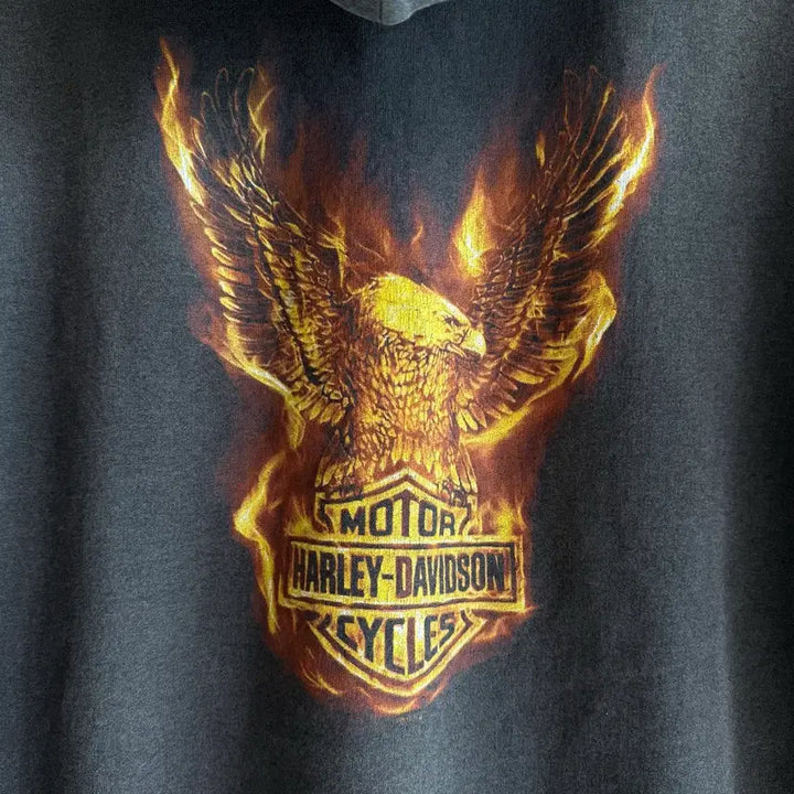 [BUNJANG] Harley Davidson Flame Eagle Hooded Zip-Up / 할리 데이비슨 플레임 이글 후드 집업