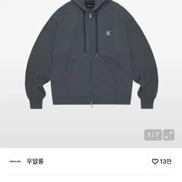 [BUNJANG] Wooalong Hoodie Zip-up Charcoal L / 우알롱 후드집업 차콜 L
