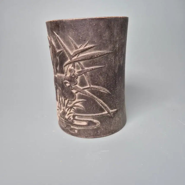 [SOLD OUT] 건륭년제 자사 양각 연지권조문 필통 골동품 고미술품 수집품