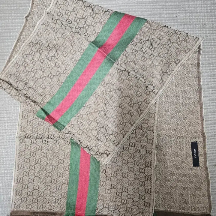[BUNJANG] Gucci GG Logo Striped Scarf / 구찌 GG 로고 스트라이프 스카프