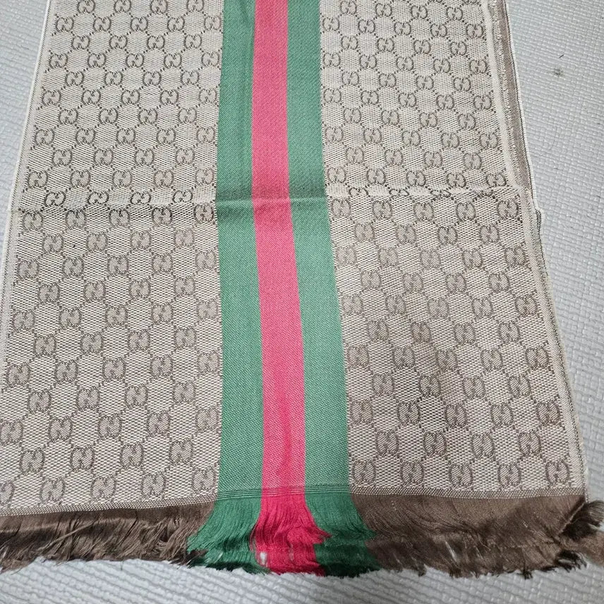 [BUNJANG] Gucci GG Logo Striped Scarf / 구찌 GG 로고 스트라이프 스카프