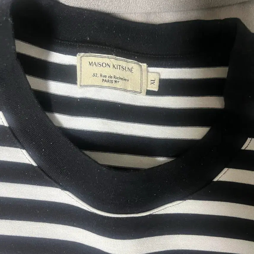 [BUNJANG] Maison Kitsune Striped Long Sleeve T-shirt (XL) / 메종키츠네 스트라이프 긴팔 티셔츠xl