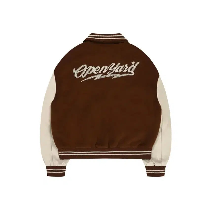 [BUNJANG] OY ZIGZAG Embroidery Varsity Jacket Brown / 오와이 남성점퍼 사이즈M