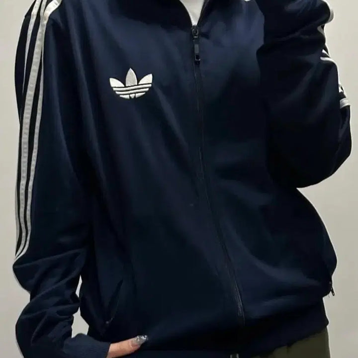 [BUNJANG] Adidas Firebird Navy Track Top Jacket / 아디다스 구 파이어버드 네이비 남색 져지 저지 트랙탑 M 95 베켄바우어