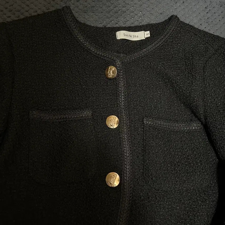 [BUNJANG] Gold Button Short Tweed Jacket / 금장 숏 트위드 자켓