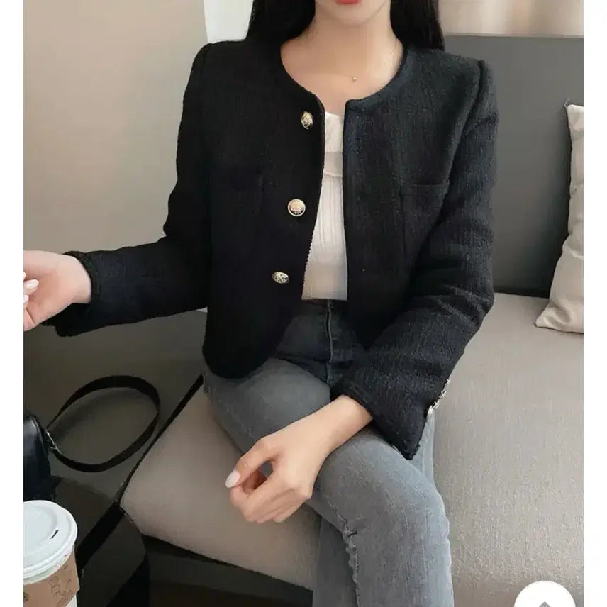 [BUNJANG] Gold Button Short Tweed Jacket / 금장 숏 트위드 자켓