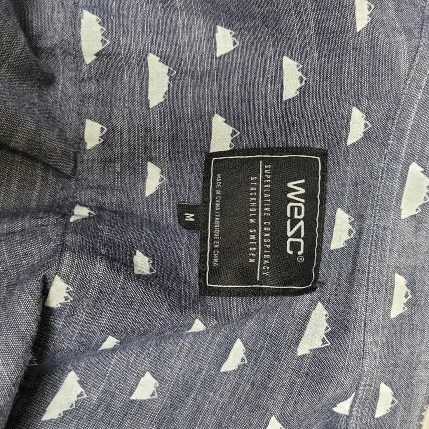 [BUNJANG] WESC Chambray Shirt - Pattern Print / WESC 남자 패턴프린트 샴브레이 셔츠 M 네이비