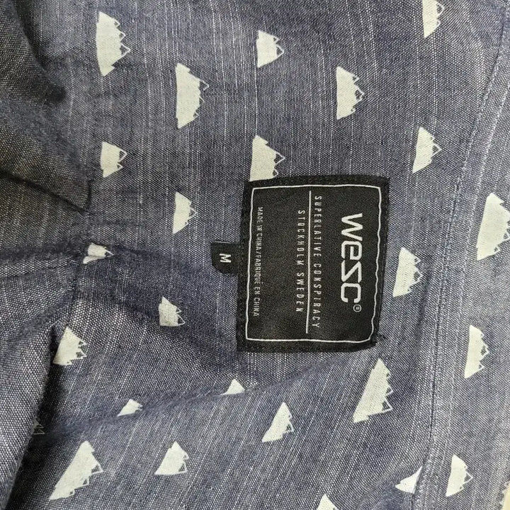 [BUNJANG] WESC Chambray Shirt - Pattern Print / WESC 남자 패턴프린트 샴브레이 셔츠 M 네이비
