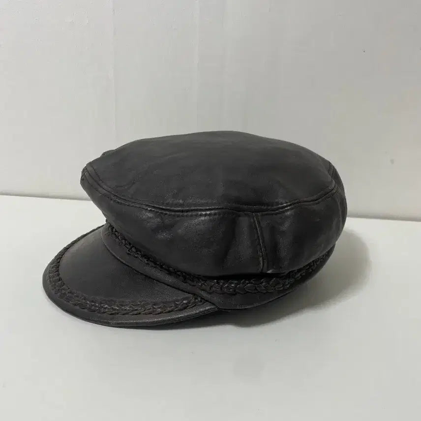 [BUNJANG] Brown Leather Hunting Cap Hat / 브라운 레더 가죽  헌팅캡 모자